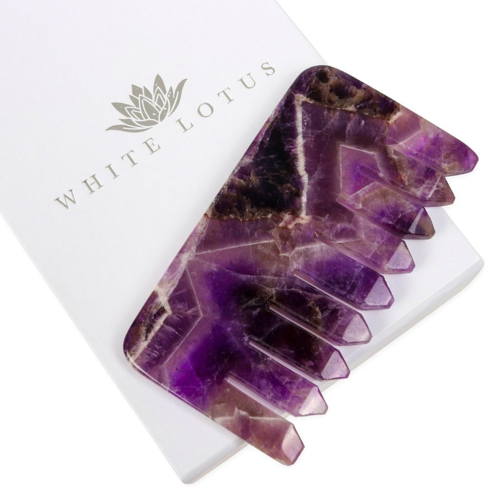 Amethyst Crystal Comb White Lotus